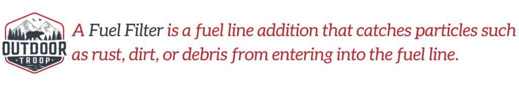 Un filtro de combustible es un complemento a la línea de combustible que atrapa partículas como óxido, suciedad o residuos que ingresan a la línea de combustible. 